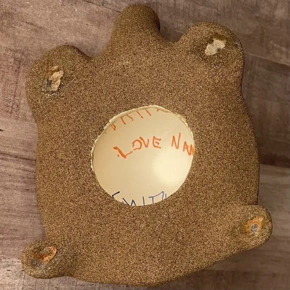 Vtg 80s Native Sand Art Painting Turtle Tortoise w Yei Figure Southwest 6” L - Picture 9 of 16